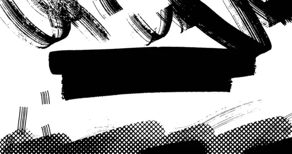 Vector Layered Illustration Abstract Grunge Halftone Black White Distressed Background — 스톡 벡터