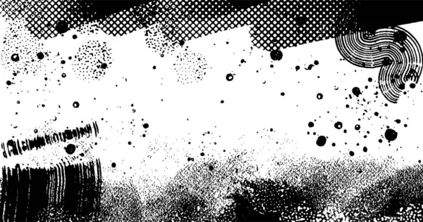 Vetor Camadas Ilustração Abstrato Grunge Meio Tom Preto Branco Angustiado — Vetor de Stock