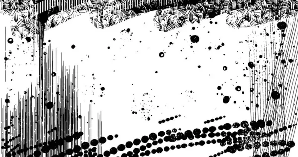 Vector Layered Illustration Abstract Grunge Halftone Black White Distressed Background - Stok Vektor