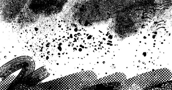 Векторна Нашарована Ілюстрація Абстрактного Гранжевого Напівтемного Чорно Білого Фону — стоковий вектор