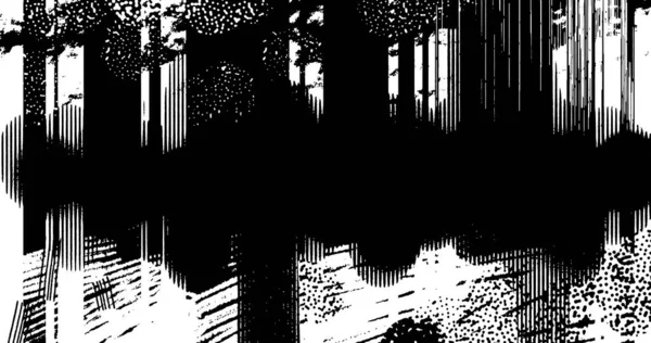 Vector Layered Illustration Abstract Grunge Halftone Black White Distressed Background — ストックベクタ