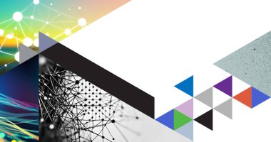 Başlık ve altyazı için kopyalama alanı olan ultra modern tasarım kolajı biçimi soyut arkaplan