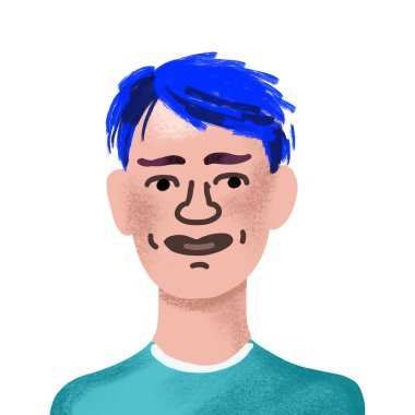 Beyaz arkaplanda izole edilmiş hayali kişinin el çizimi resim kullanıcı avatarı