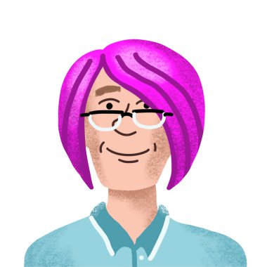 Beyaz arkaplanda izole edilmiş hayali kişinin el çizimi resim kullanıcı avatarı
