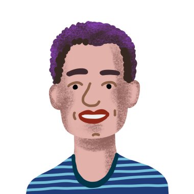 Beyaz arkaplanda izole edilmiş hayali kişinin el çizimi resim kullanıcı avatarı