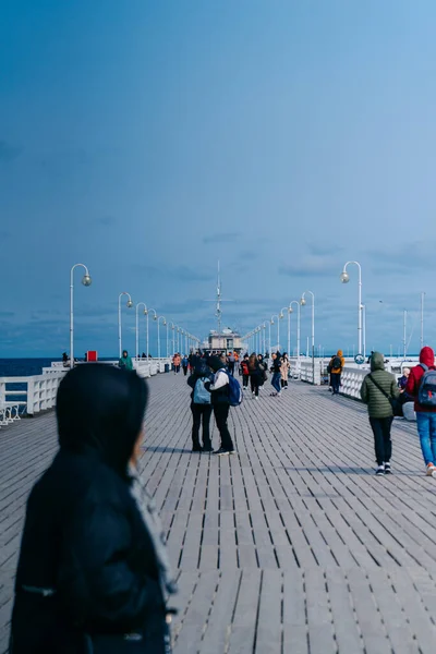 2023波兰格但斯克 Molo Sopocie Molo Sopocie 是一个理想的索布码头 是波兰人最长的木制码头 提供令人惊叹的波罗的海风景 休闲和海岸魅力 高质量的照片 — 图库照片