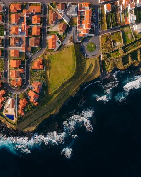 Portekiz 'deki Sao Miguel adasında Azores' in hava fotoğrafı. Yüksek kalite fotoğraf