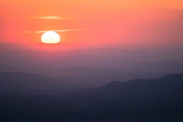 Sunrise or sunset background wallpaper. Mountain view. High quality photo