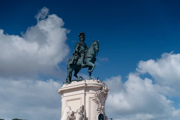 何塞一世雕像 Estatua Jose 国王何塞一世在里斯本的宏伟雕像 象征着城市历史和皇家遗产 高质量的照片 — 图库照片