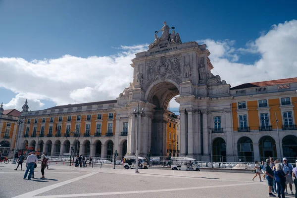 2023 Lissabon Portugal Praca Comercio Torget Med Historisk Betydelse Fantastisk Stockbild