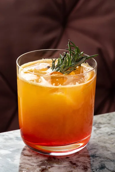 Boozy Erfrischender Tequila Sunrise Cocktail Mit Grenadine Kaltes Getränk Mit — Stockfoto