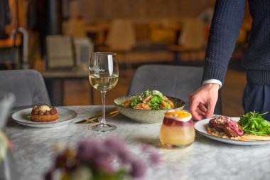 Gıda tablo sağlıklı lezzetli organik yemek kavramı.