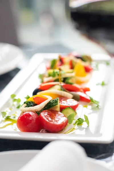 Salade Avec Tomate Ricotta Italienne Basilic Cuisine Italienne Traditionnelle Espace — Photo