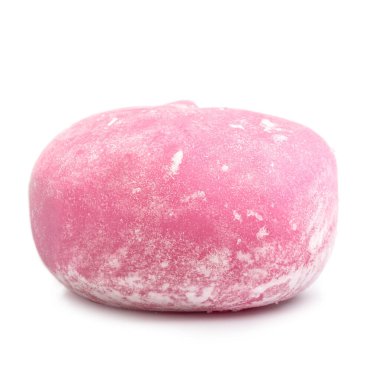 Pink Mochi dessert with red bean paste isolated on white background, Mochi Japanese dessert, Daifuku