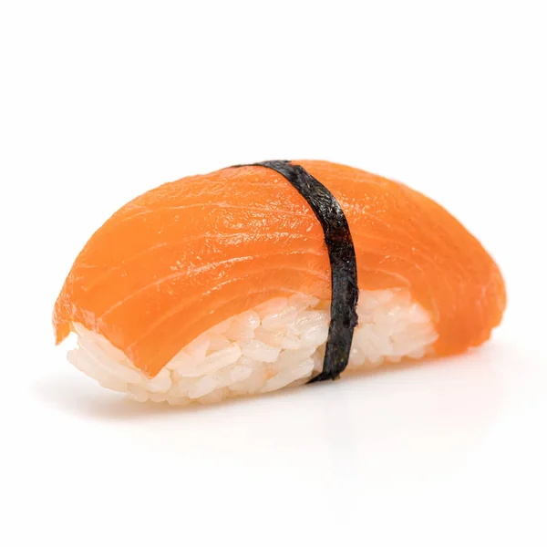 Sushi Nigiri Salmone Sfondo Bianco Cucina Asiatica Menu Sushi Cibo — Foto Stock