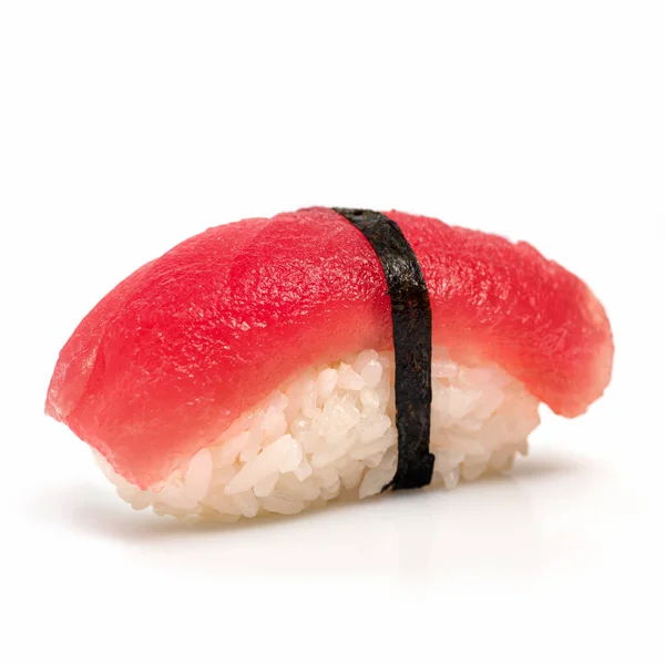 Tonno Sushi Nigiri Sfondo Bianco Cucina Asiatica Menu Sushi Cibo — Foto Stock