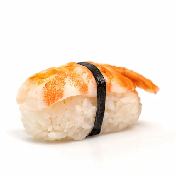 Sushi Ama Ebi Nigiri Fundo Branco Cozinha Asiática Menu Sushi — Fotografia de Stock