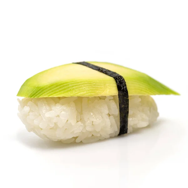 Beyaz Arka Planda Avokadolu Japon Nigiri Suşisi Japon Mutfağı Suşi — Stok fotoğraf