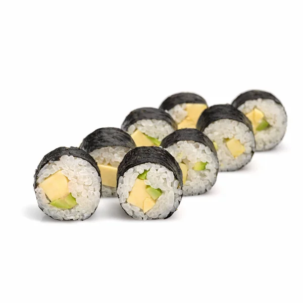 Rotolo Sushi Maki Con Avocado Sfondo Nero Menu Sushi Cibo — Foto Stock