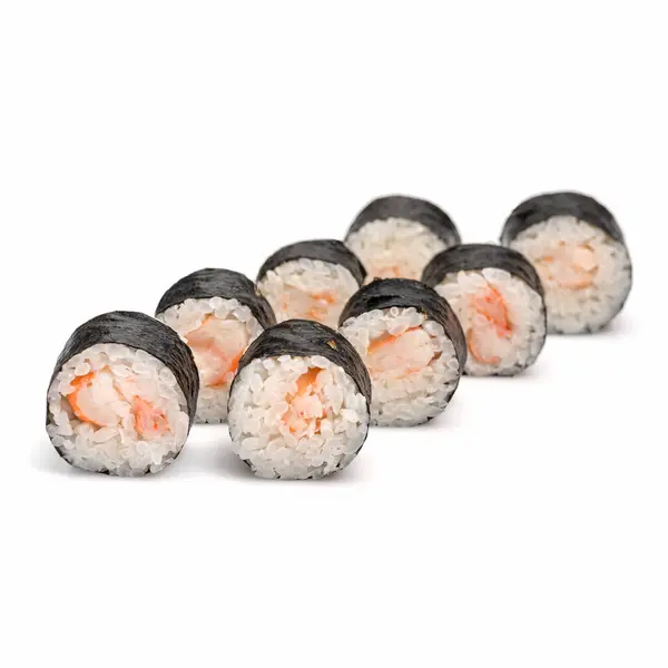 Sushi Gamberetti Maki Sfondo Nero Cucina Asiatica Menu Sushi Cibo — Foto Stock