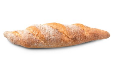 Beyaz arkaplanda izole edilmiş beyaz ekmek somunu, tasarım menüsü için kırpma yolu, üst görünüm