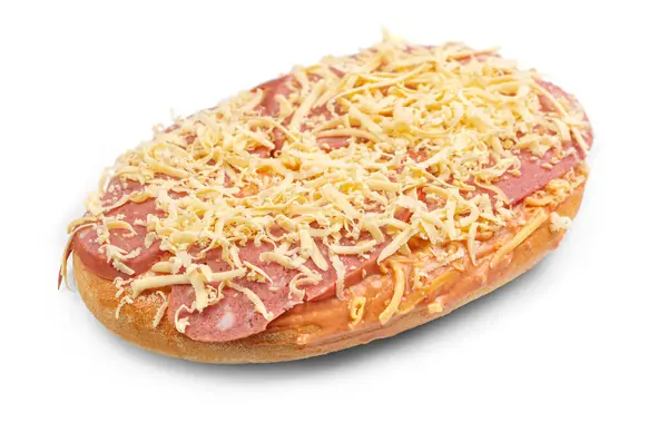 Pan Pita Con Requesón Salami Mini Pizzas Aisladas Sobre Fondo Fotos De Stock Sin Royalties Gratis