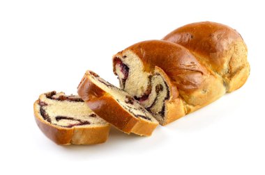 Beyaz arka planda izole edilmiş haşhaş tohumlu çörek kirazları.