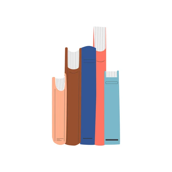 Verschiedene Bücher Stapel Bücher Notizbücher Handgezeichnete Pädagogische Vektor Illustration Literatur — Stockvektor