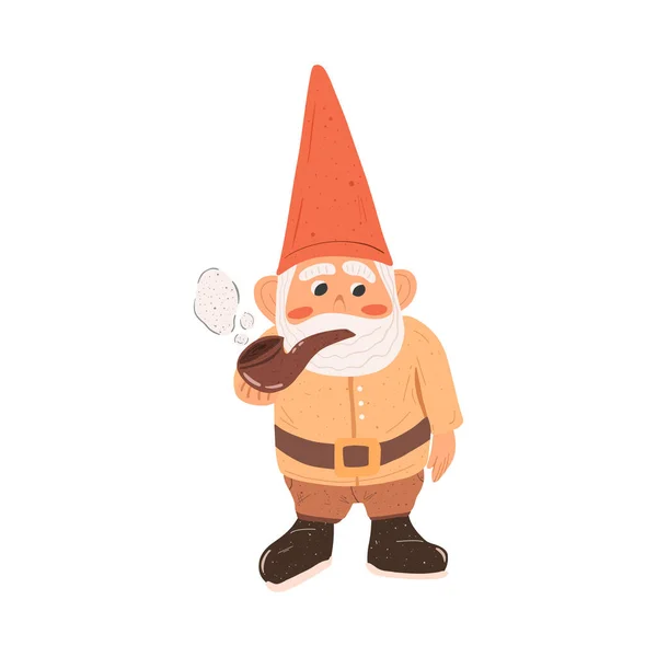 Leuke Grappige Tuin Gnome Vector Platte Illustratie Leuke Sprookjesfiguren Bundel — Stockvector