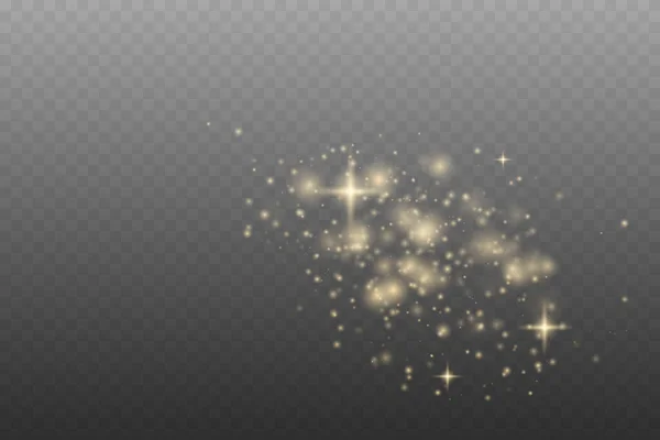 Altın Parıldayan Yıldızlı Altın Tozlar Bokeh Işık Efektleri Arka Plan — Stok Vektör