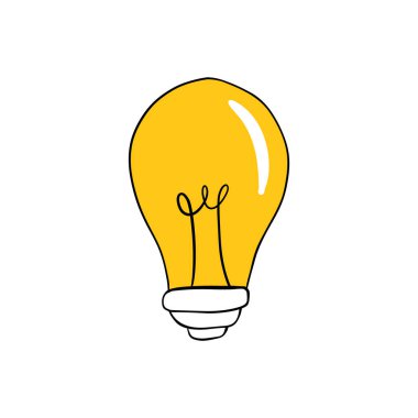 El çizimi ampul çizimi. Elektrik ışığı, enerji kavramı.