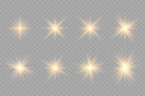 Zářící Světelný Efekt Světlice Exploze Hvězdy Vektorový Jiskřivý Efekt Abstraktní — Stockový vektor