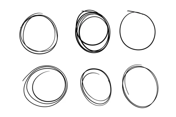 Ručně Kreslený Kruh Kruhové Čmáranice Kruhové Kruhy Zvýraznit Kruhy Čárový — Stockový vektor