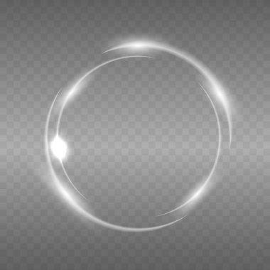 Işık efekti, beyaz iz dalgası. Beyaz çizginin kıvrımlı ışık etkisi. Parlak beyaz çember.