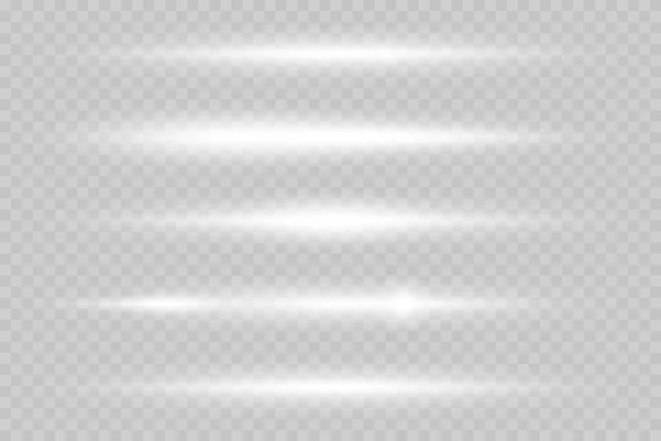 Licht Glans Effect Sterrenlicht Lens Witte Horizontale Lens Flares Pack — Stockvector
