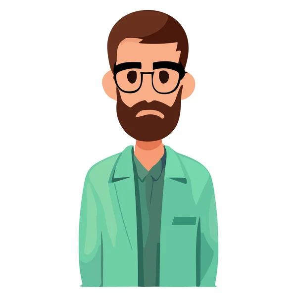 Porträt Eines Arztes Mit Brille Und Stethoskop Flache Vektorcharakter Illustration — Stockvektor