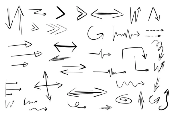 Handgezeichnete Pfeile Pfeil Markieren Symbole Pfeil Malen Stock Vektor Symbolschild — Stockvektor