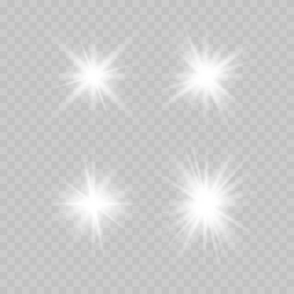 Glödande Ljus Effekt Utflytning Explosion Och Stjärnor Vektor Glöd Glitter — Stock vektor