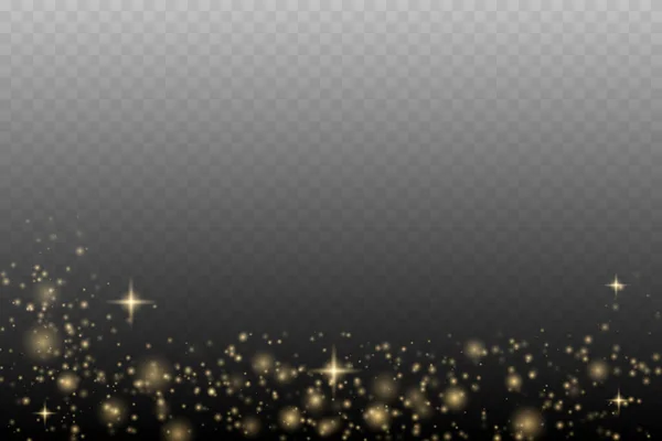 金輝く星とゴールド輝く塵 照明効果の背景 — ストックベクタ