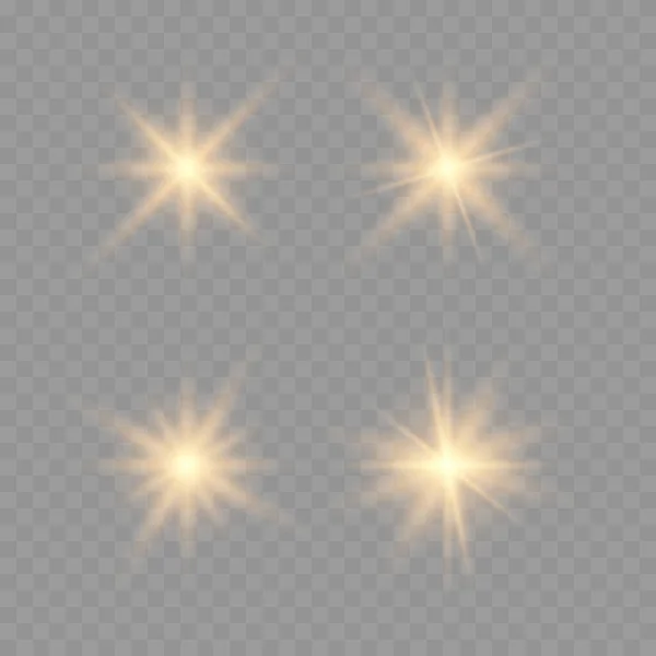 Efecto Luces Brillantes Destello Explosión Estrellas Efecto Brillo Vectorial Encendido — Vector de stock
