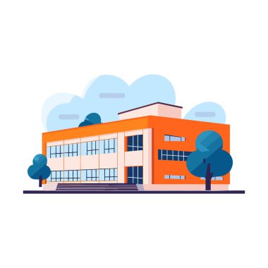 Okul binası beyaz arka planda izole edilmiş. Vektör illüstrasyonu EPS10