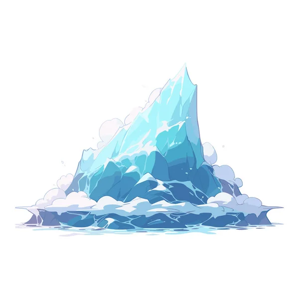 Παγόβουνο Παγόβουνο Κάτω Από Νερό Απομονωμένο Λευκό Φόντο Εικονογράφηση Διανύσματος — Διανυσματικό Αρχείο