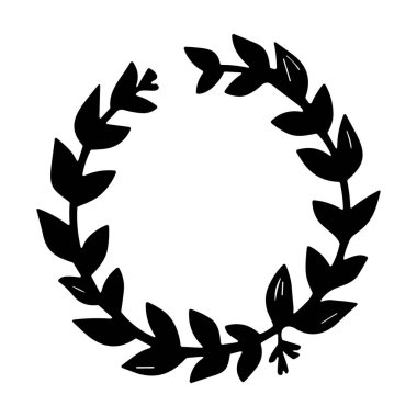 Kara Şöhret çerçeve dalı. Antika defne çelengi. Ödül, başarı, şampiyonluk işareti. Vektör illüstrasyonu EPS10