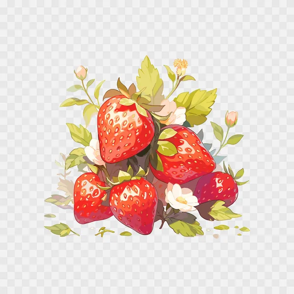 Vector Cartoon Detaillierte Frucht Erdbeere Süße Früchte Vektorabbildung Eps10 — Stockvektor