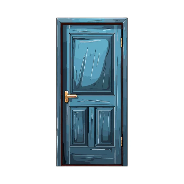 Porte Entrée Colorée Porte Maison Caricature Fermée Porte Contemporaine Isolée — Image vectorielle