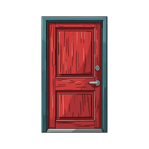Bunte Haustür Haustür Cartoon Geschlossen Zeitgenössische Tür Isoliert Auf Weißem — Stockvektor