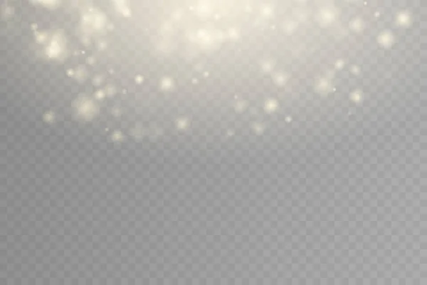 ゴールデンダストライト ボケライトライト効果の背景 抽象的な魔法のライトダスト効果 クリスマスライト グローイングフライングダスト — ストックベクタ