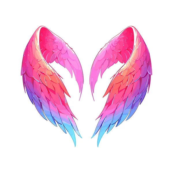 Cartoon Color Angel Wings Isolated Dark Background Bird Wings Design — Stock Vector