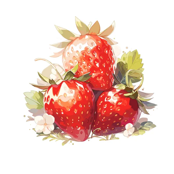 Διάνυσμα Κινούμενα Σχέδια Λεπτομερή Φράουλα Φρούτων Γλυκό Φρούτο Εικονογράφηση Διανύσματος — Διανυσματικό Αρχείο