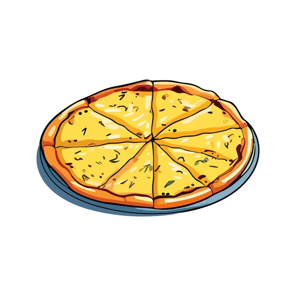 Hand Draw Pizza Com Vários Ingredientes Estilo Cartoon Ícone Pizza — Vetor de Stock